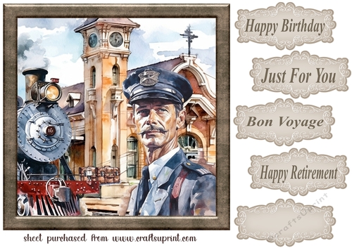 Steam train and platform guard card front