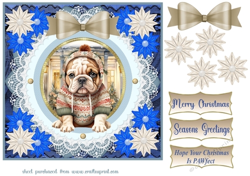 Blue Christmas pup in jumper card front 10