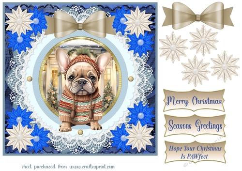 Blue Christmas pup in jumper card front 20
