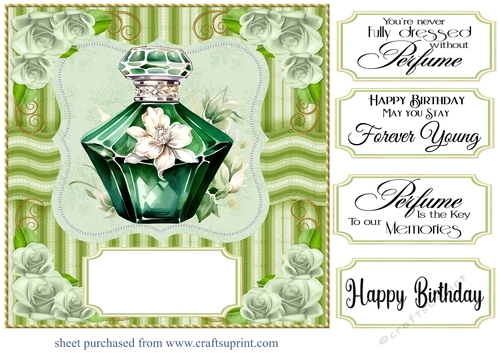 Emerald green perfume bottle card front 3