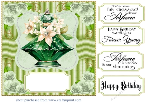 Emerald green perfume bottle card front 5