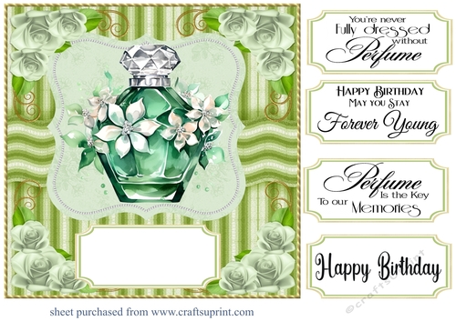 Emerald green perfume bottle card front 6
