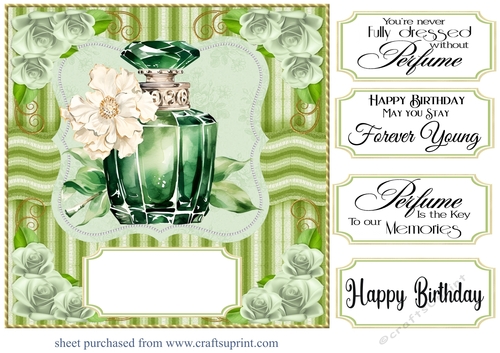 Emerald green perfume bottle card front 9