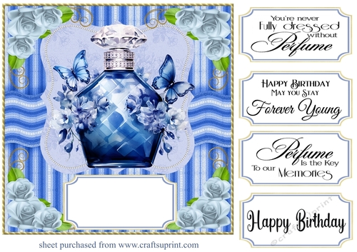 Blue perfume bottle card front 5