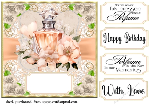Peach perfume card front 9