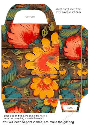 Wooden folk art gift bag 1