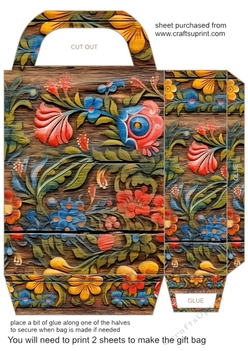 Wooden folk art gift bag 9