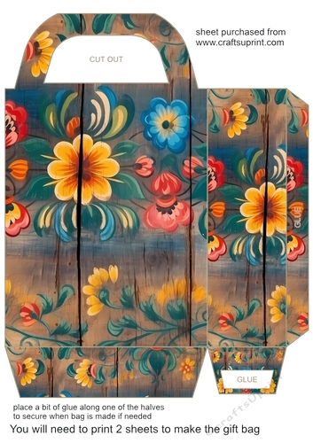 Wooden folk art gift bag 16