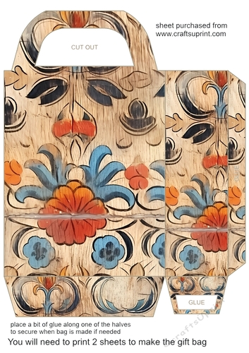 Wooden folk art gift bag 18