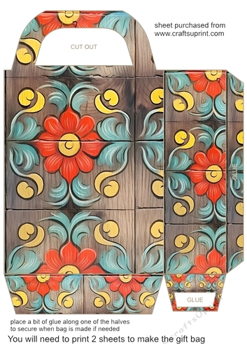 Wooden folk art gift bag 23