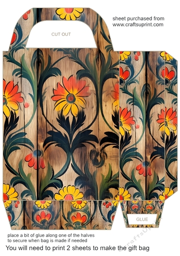 Wooden folk art gift bag 25