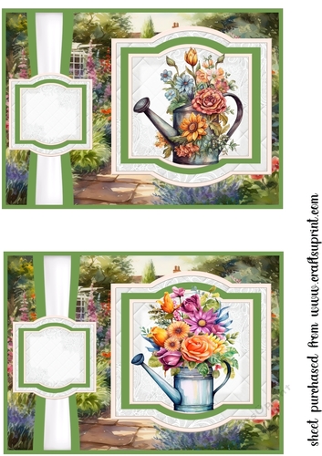 2 Floral watering can card fronts/toppers(5x7 aprox) 1