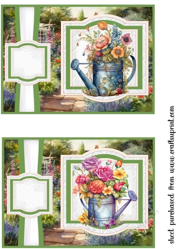 2 Floral watering can card fronts/toppers(5x7 aprox) 2