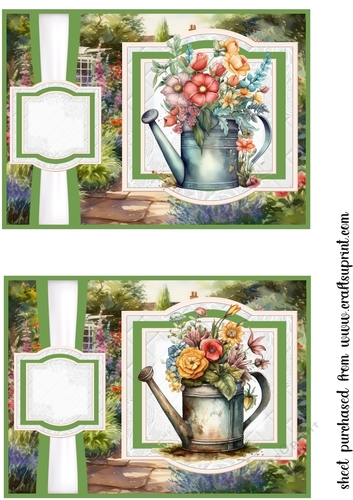 2 Floral watering can card fronts/toppers(5x7 aprox) 3