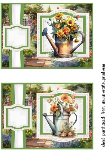 2 Floral watering can card fronts/toppers(5x7 aprox) 4
