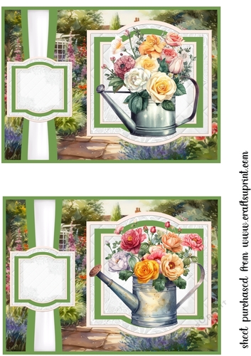 2 Floral watering can card fronts/toppers(5x7 aprox) 6