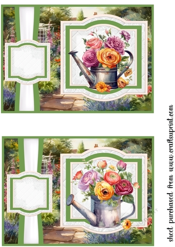 2 Floral watering can card fronts/toppers(5x7 aprox) 7