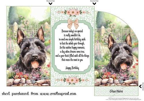 Scottish terrier in garden money/voucher wallet (with verse)1