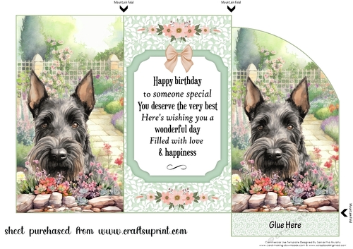 Scottish terrier in garden money/voucher wallet (with verse)3
