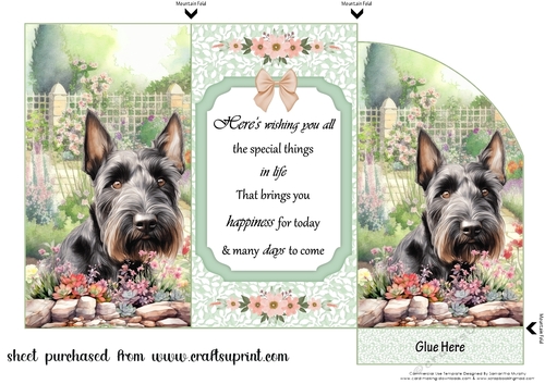 Scottish terrier in garden money/voucher wallet (with verse)4
