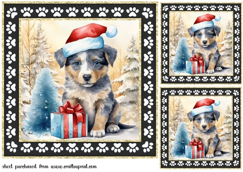 3 Framed Christmas pup card front/toppers 2