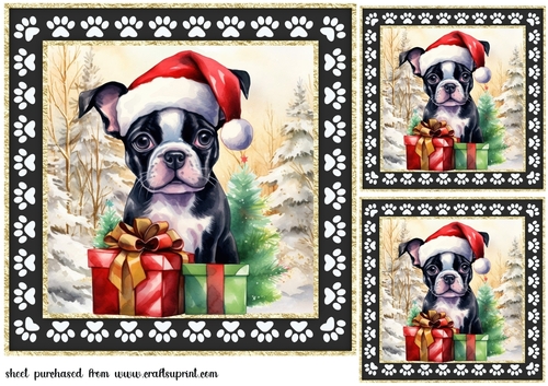 3 Framed Christmas pup card front/toppers 4