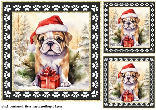 3 Framed Christmas pup card front/toppers 5
