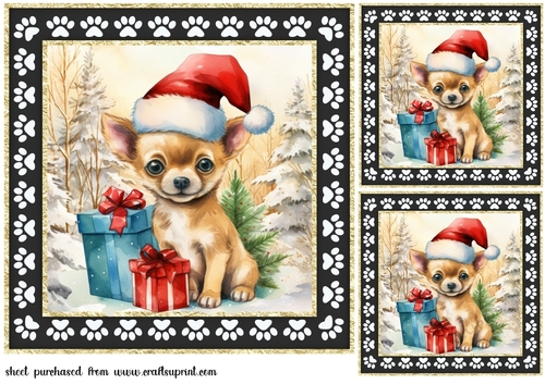 3 Framed Christmas pup card front/toppers 6