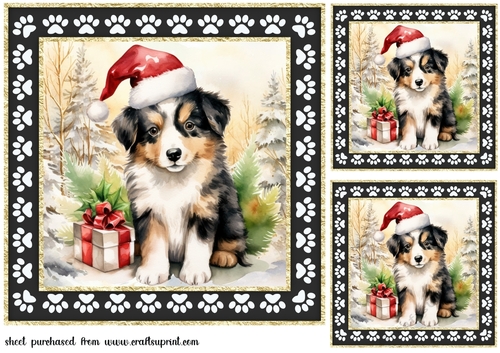 3 Framed Christmas pup card front/toppers 7