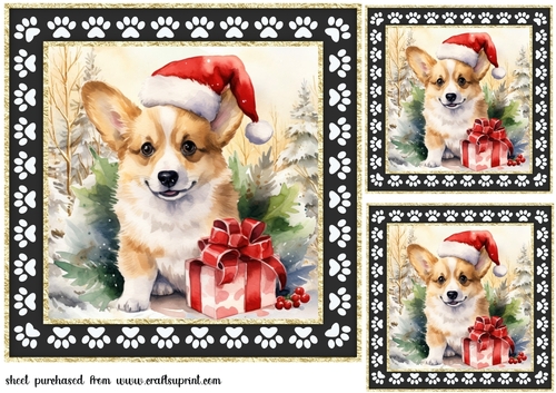 3 Framed Christmas pup card front/toppers 8