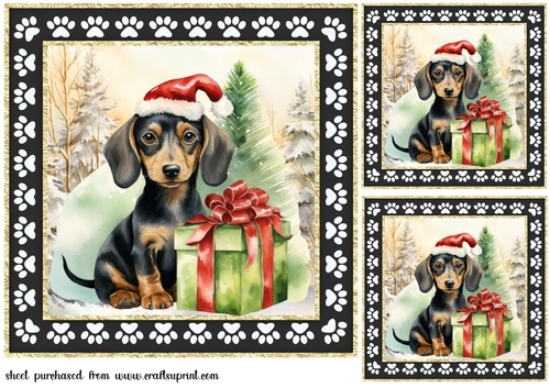 3 Framed Christmas pup card front/toppers 9