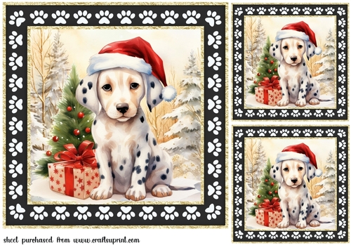 3 Framed Christmas pup card front/toppers 10