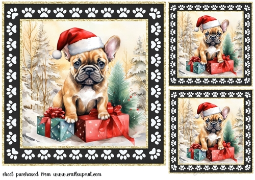 3 Framed Christmas pup card front/toppers 11