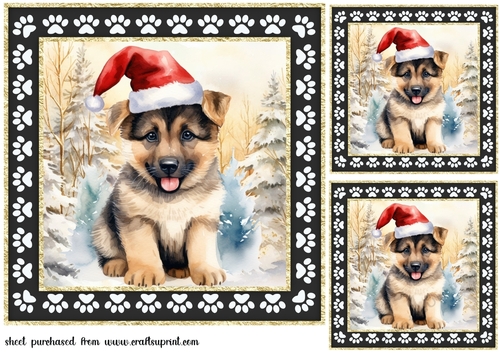 3 Framed Christmas pup card front/toppers 12
