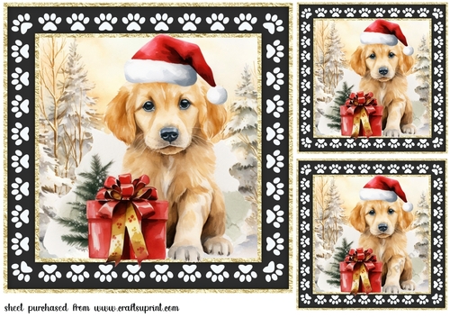 3 Framed Christmas pup card front/toppers 13
