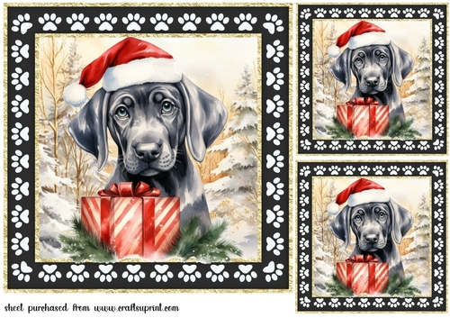 3 Framed Christmas pup card front/toppers 14