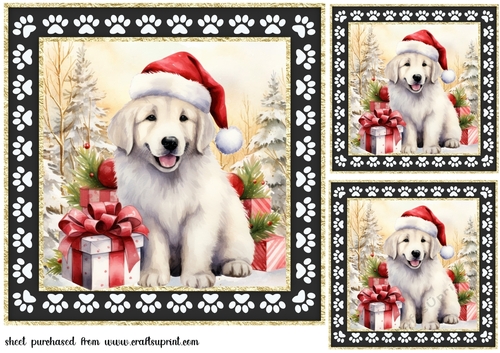 3 Framed Christmas pup card front/toppers 15