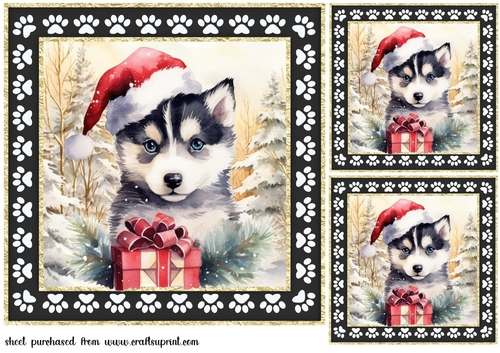3 Framed Christmas pup card front/toppers 16