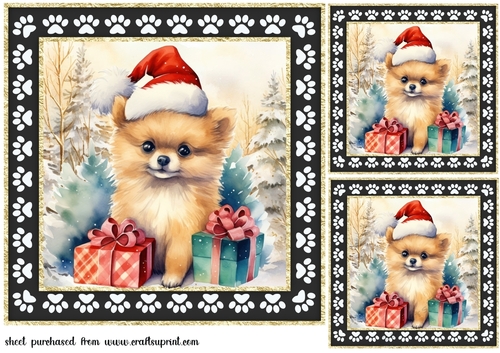 3 Framed Christmas pup card front/toppers 17