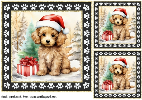 3 Framed Christmas pup card front/toppers 18