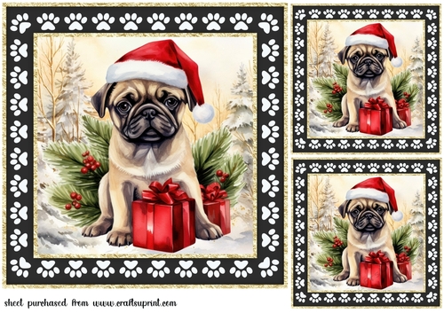 3 Framed Christmas pup card front/toppers 19