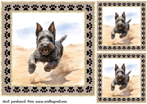 3 Desert Scottish terrier card fronts/toppers 2