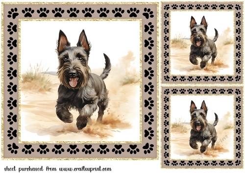 3 Desert Scottish terrier card fronts/toppers 3