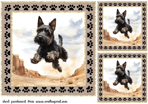 3 Desert Scottish terrier card fronts/toppers 5