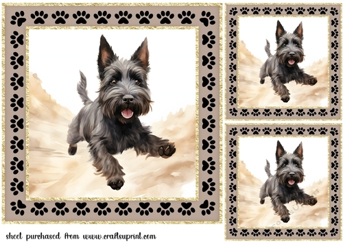 3 Desert Scottish terrier card fronts/toppers 6