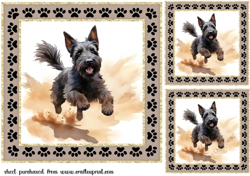 3 Desert Scottish terrier card fronts/toppers 7