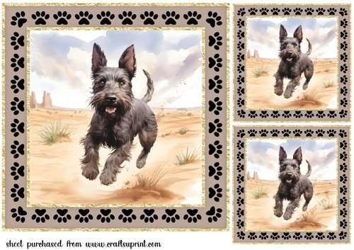 3 Desert Scottish terrier card fronts/toppers 8