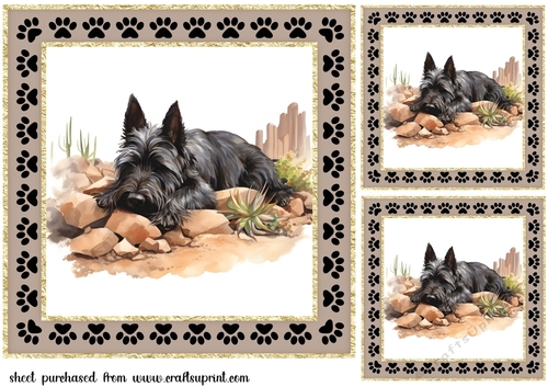 3 Desert Scottish terrier card fronts/toppers 9