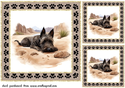 3 Desert Scottish terrier card fronts/toppers 11
