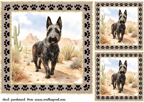 3 Desert Scottish terrier card fronts/toppers 14